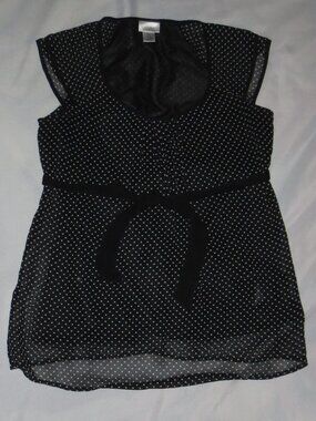 MOTHERHOOD MATERNITY womens BLOUSE black SHIRT polka dots TOP SIZE S